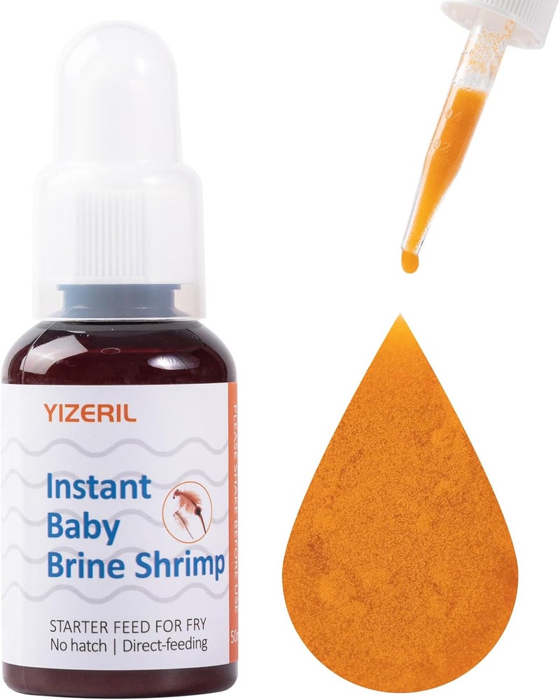yizeril Instant Baby Brine Shrimp Fish Food - No Hatch High Protein Fry Food for Betta Guppy Discus Tropical Fish Saltwater & Freshwater Aquarium(50ml) - Image 1